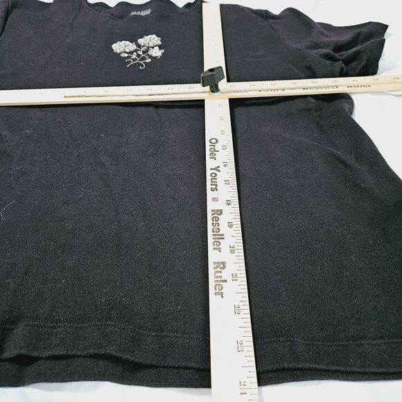 Classic Elements Womens T-Shirt Black Size XL 100% Cotton Short Sleeve Flower - Picture 4 of 12